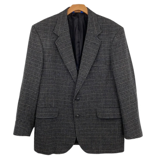 Vintage Pendleton Sports Coat‎ Blazer Mens 44 Long Gray Black Glen Plaid Wool - Picture 1 of 14